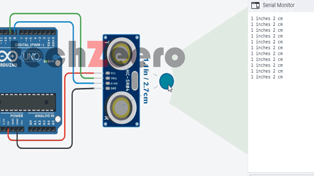 Output of Ultrasonic Sensor with Arduino