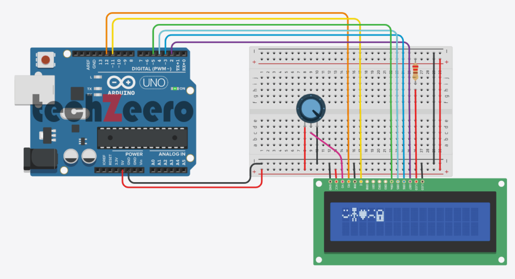 Circuit Diagram for Custom Characters on LCD