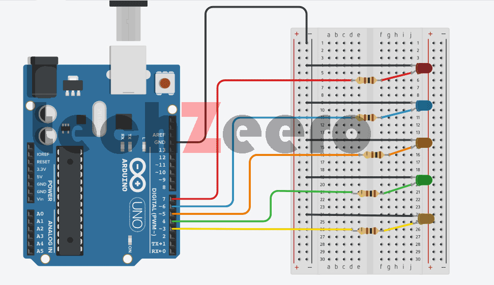 Circuit diagram For controlling multiple leds with arduino