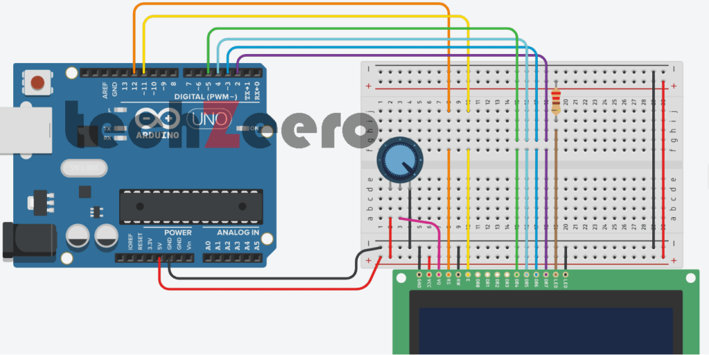 Circuit Diagram of LCD Display with Arduino