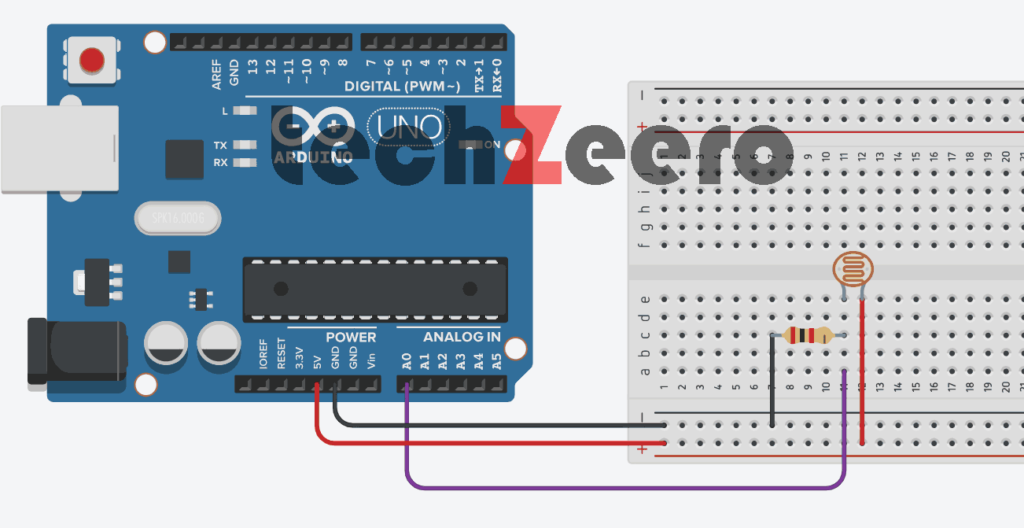 Circuit Diagram of LDR with Arduino