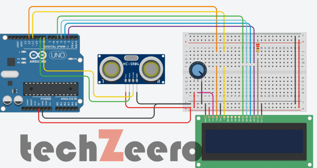 distance measurement using ultrasonic sensor and arduino with lcd display