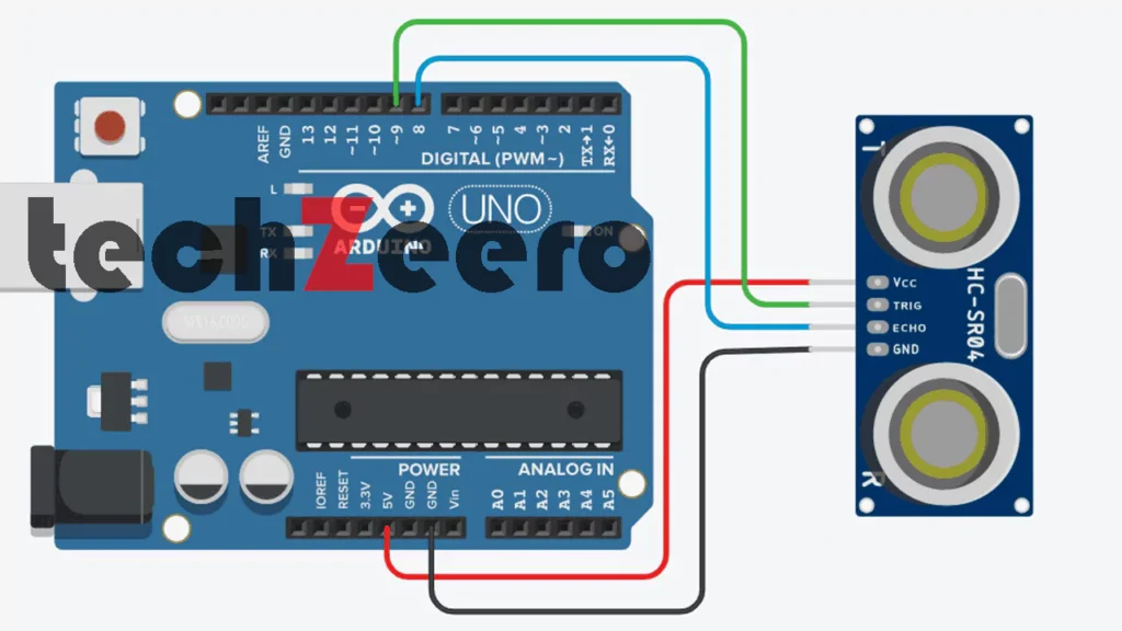 Circuit Diagram of Ultrasonic Sensor With Arduino