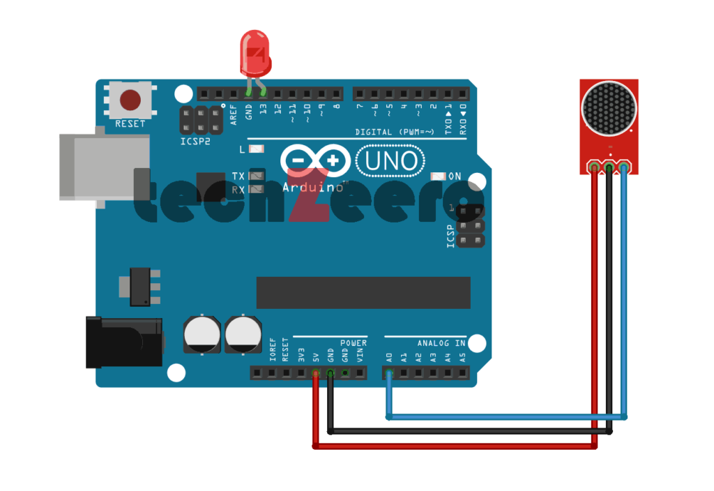 Circuit Diagram for Sound Sensor with Arduino