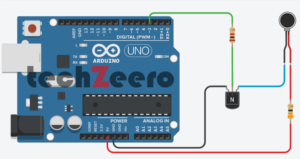 circuit diagram for vibration motor with Arduino