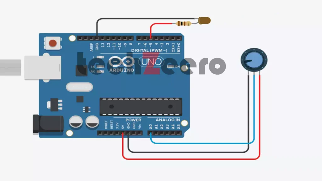 LED Blinking Control by Potentiometer - Circuit Diagram, Code