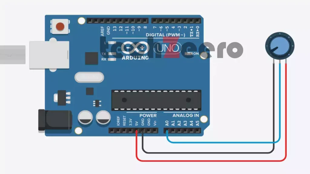 Circuit Diagram of potentiometer with Arduino