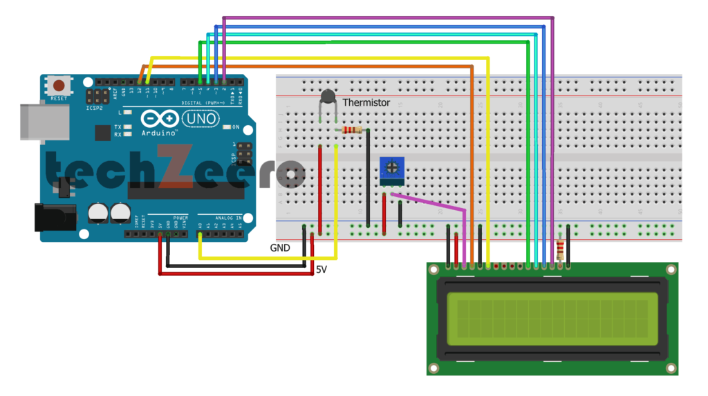 Circuit Diagram For Thermistor With LCD Display